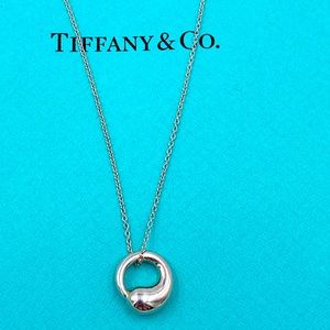 Authentic Tiffany & Co Silver Elsa Peretti Eternal Circle Pendant with Necklace